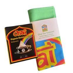 Gift Pack Organic Rainbow Chai Teabags and Tea towel