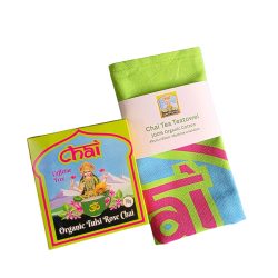Gift Pack Organic Tulsi Rose Loose Leaf Chai and Tea towel
